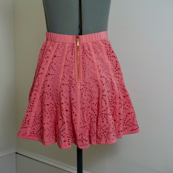 Silk Eyelet Mini Skirt - Picture 2 of 7